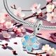 Blue Cherry Blossom Dangle Charm Hallmarked S925 Sterling Silver