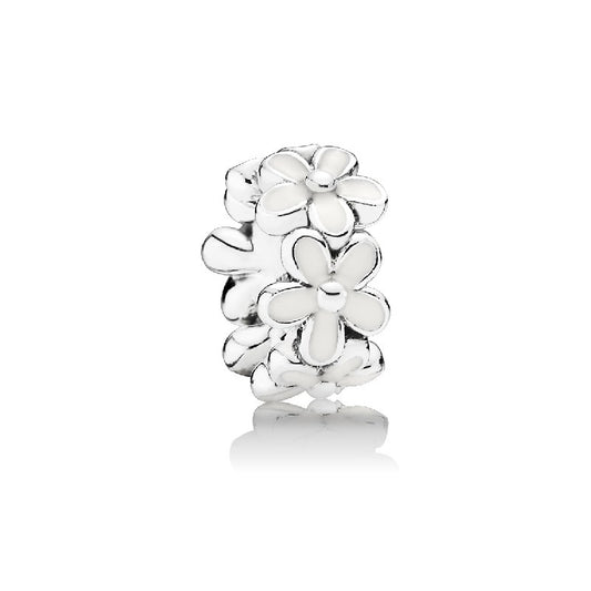 White Daisy Flower Spacer Charm Hallmarked S925 Sterling Silver