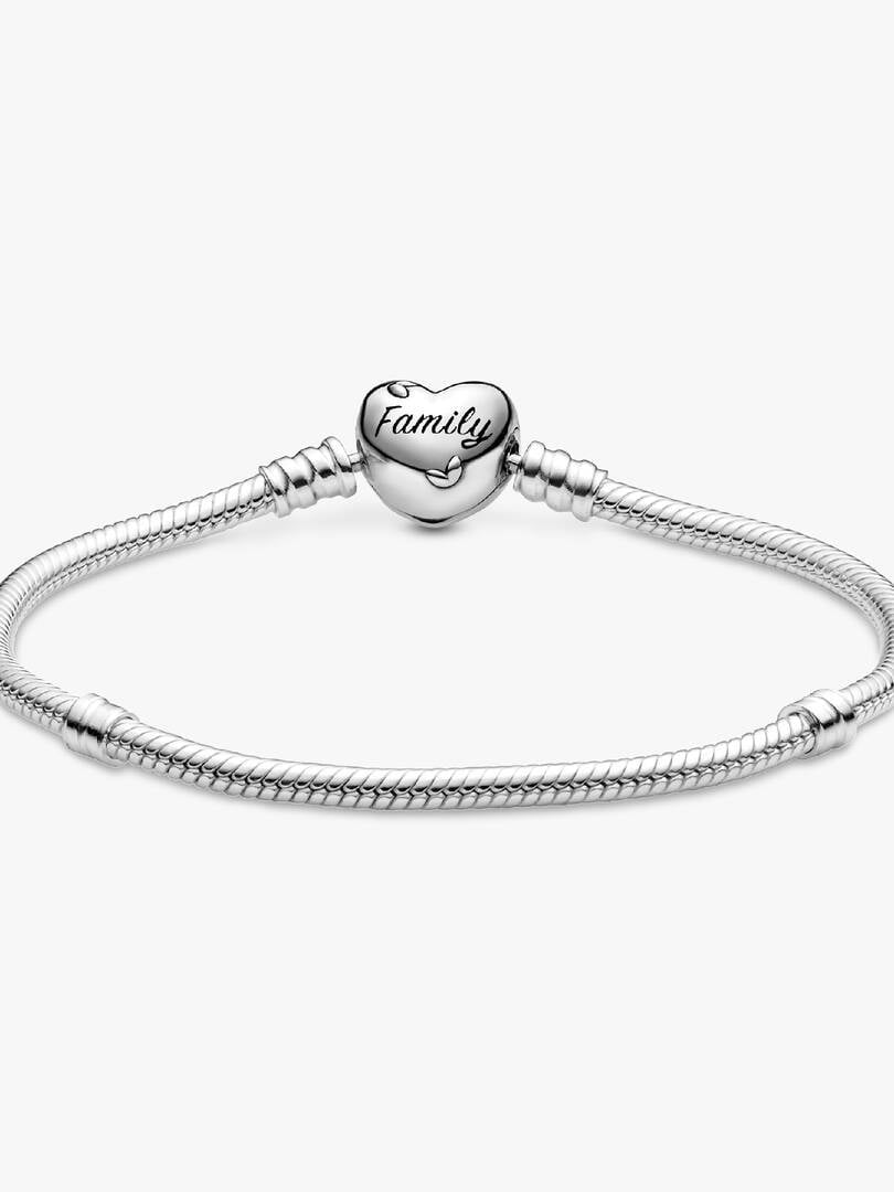 Family Tree Heart Clasp Snake Chain Charm Bracelet