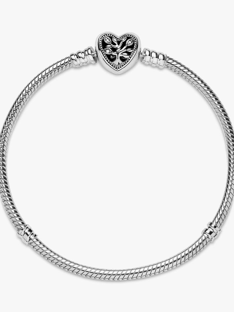 Family Tree Heart Clasp Snake Chain Charm Bracelet