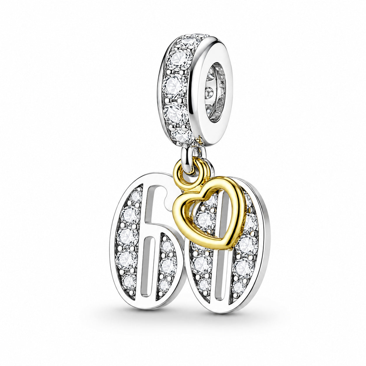 13th, 16th, 21st, 30th, 40th, 50th, 60th, 70th Gold Tag Birthday Dangle S925 Sterling Silver Charms