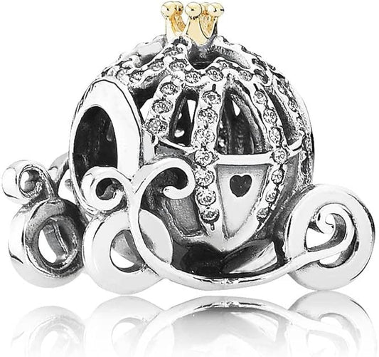 Disney Cinderella's Pumpkin Carriage Charm Hallmarked S925 Sterling Silver