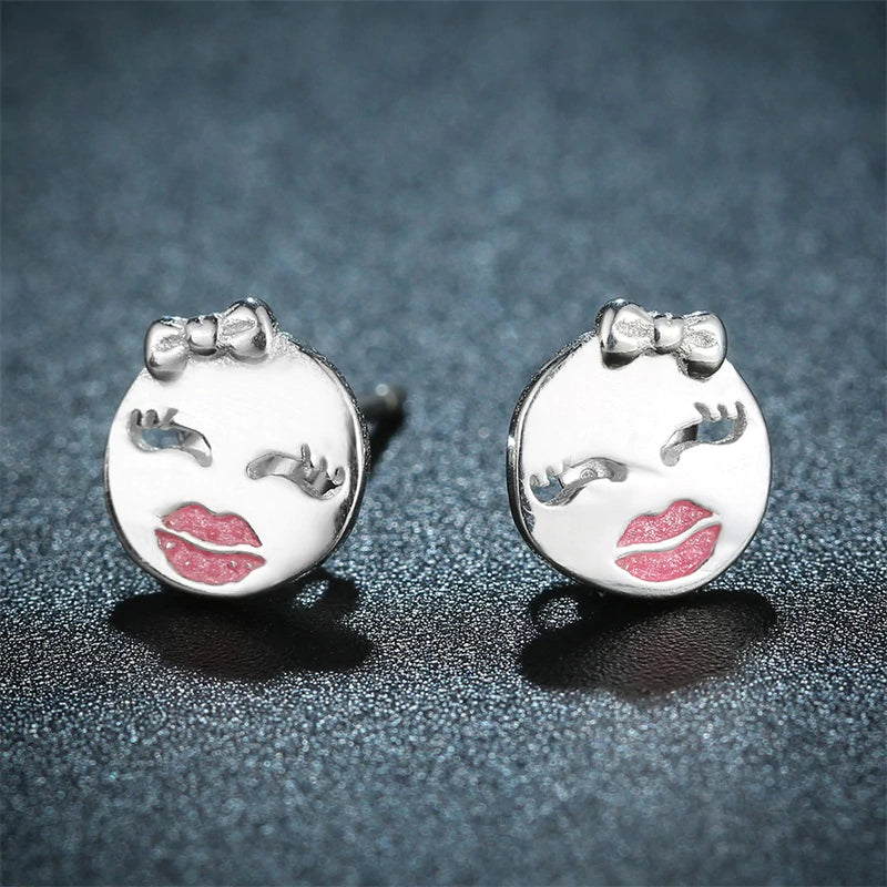 Playful Wink Sterling Silver stud Earrings