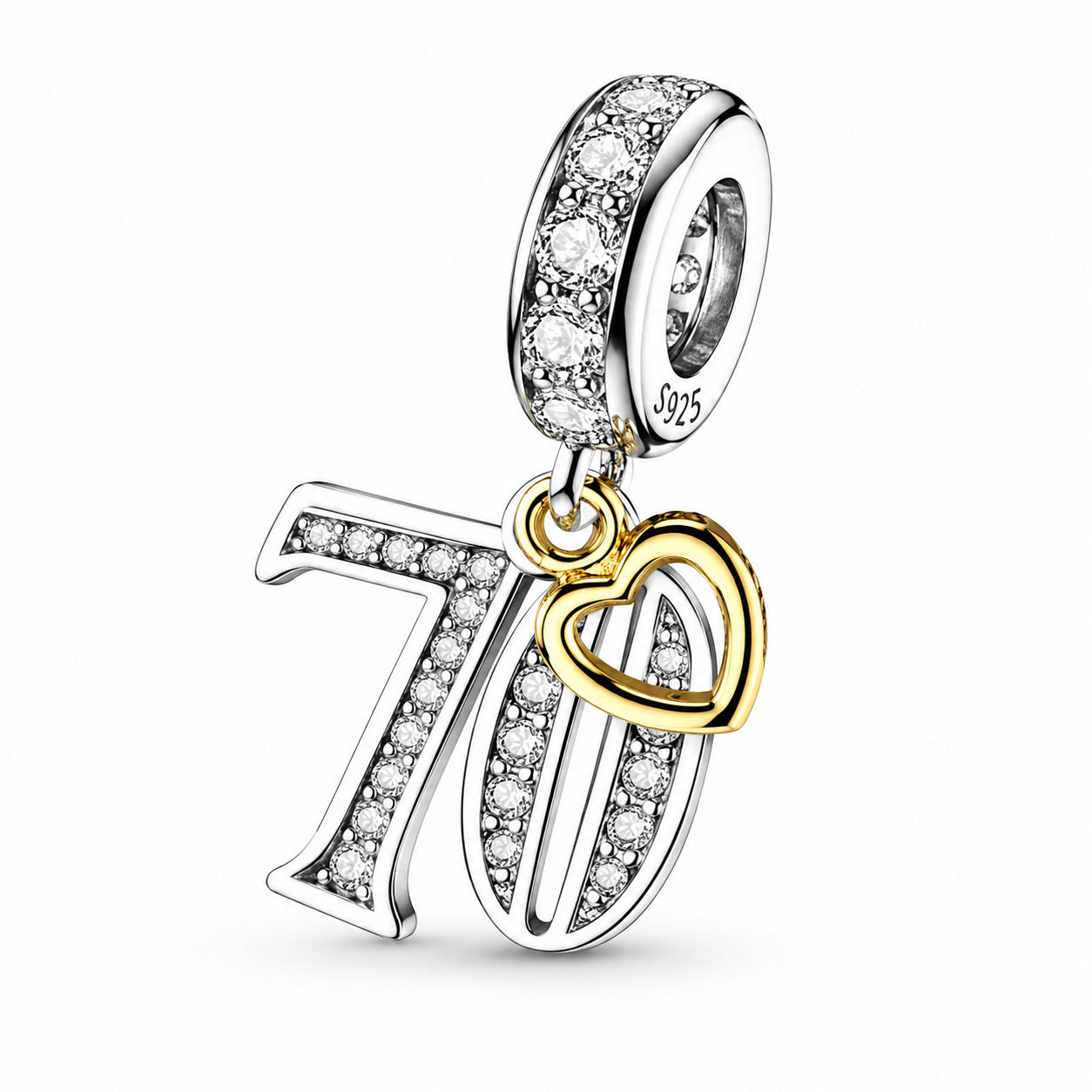 13th, 16th, 21st, 30th, 40th, 50th, 60th, 70th Gold Tag Birthday Dangle S925 Sterling Silver Charms