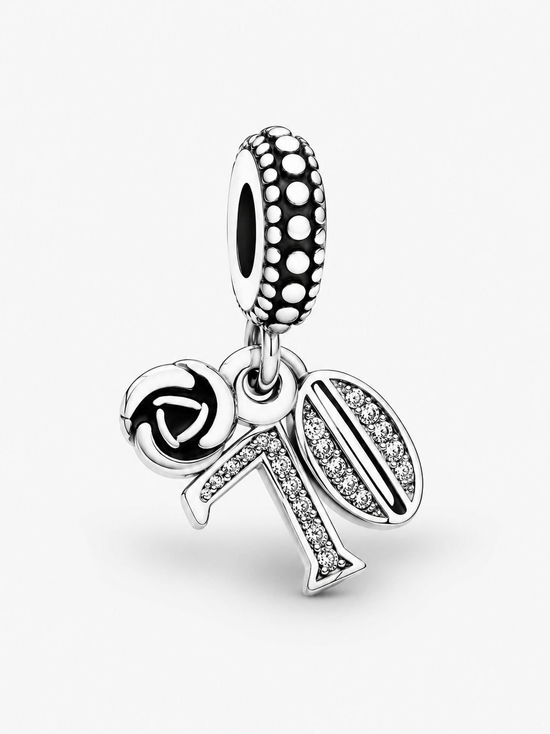 70th Birthday Dangle Charm Hallmarked S925 Sterling Silver