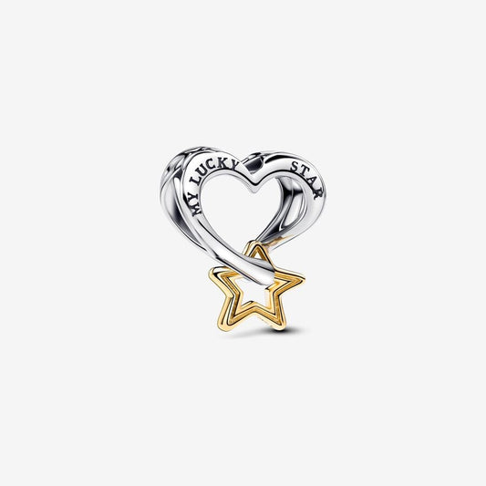 Lucky Star & Heart Charm Hallmarked S925 Sterling Silver