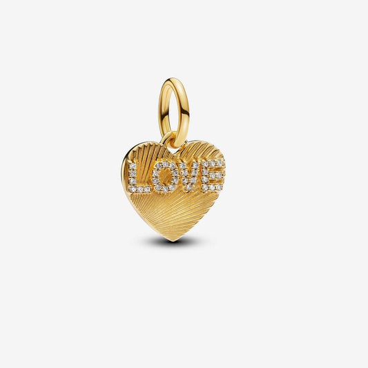 Engravable Love Heart Dangle Charm Hallmarked S925 Sterling Silver