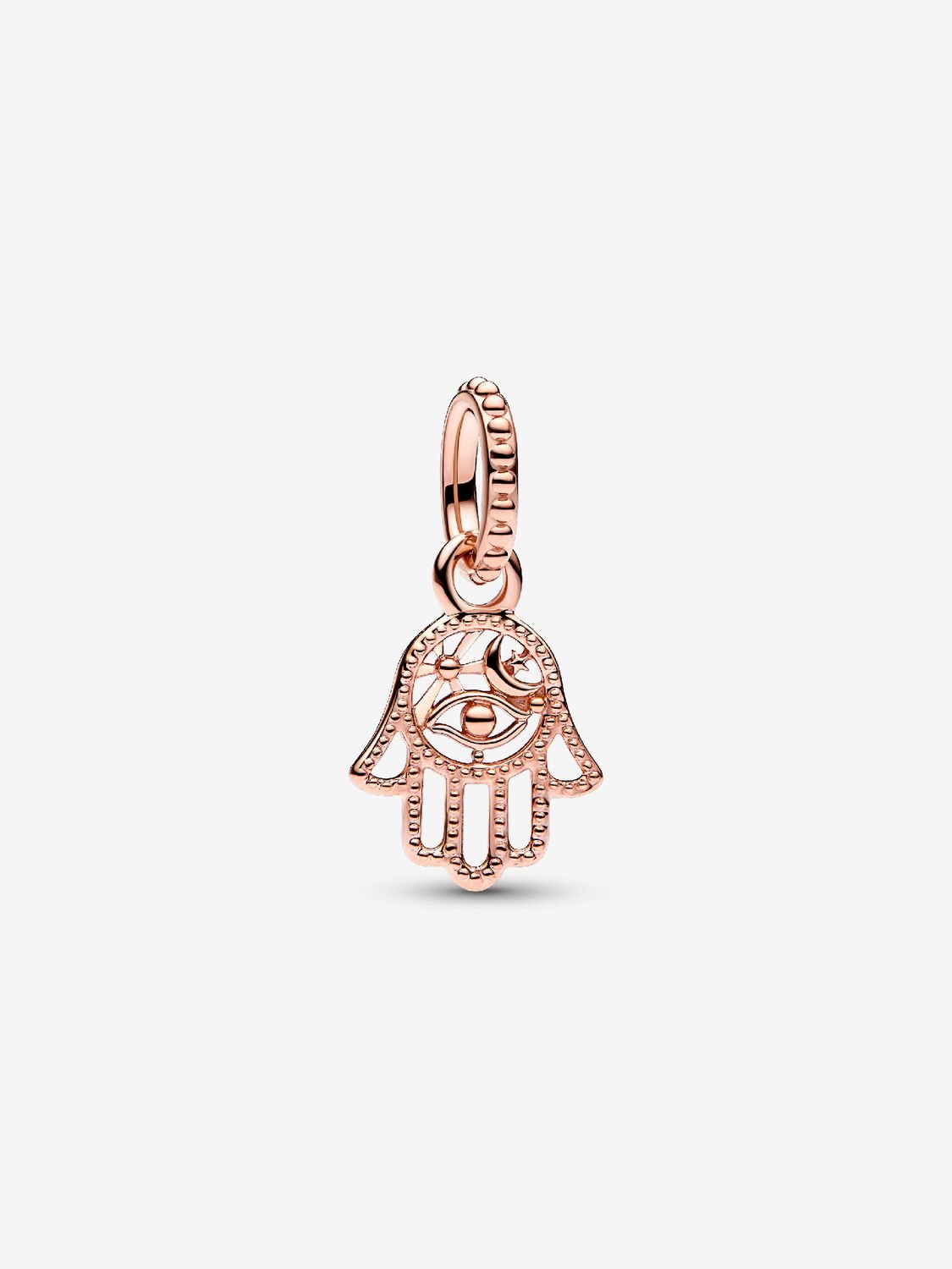 Rose Gold Protective Hamsa Hand Dangle Charm Hallmarked S925 Sterling Silver