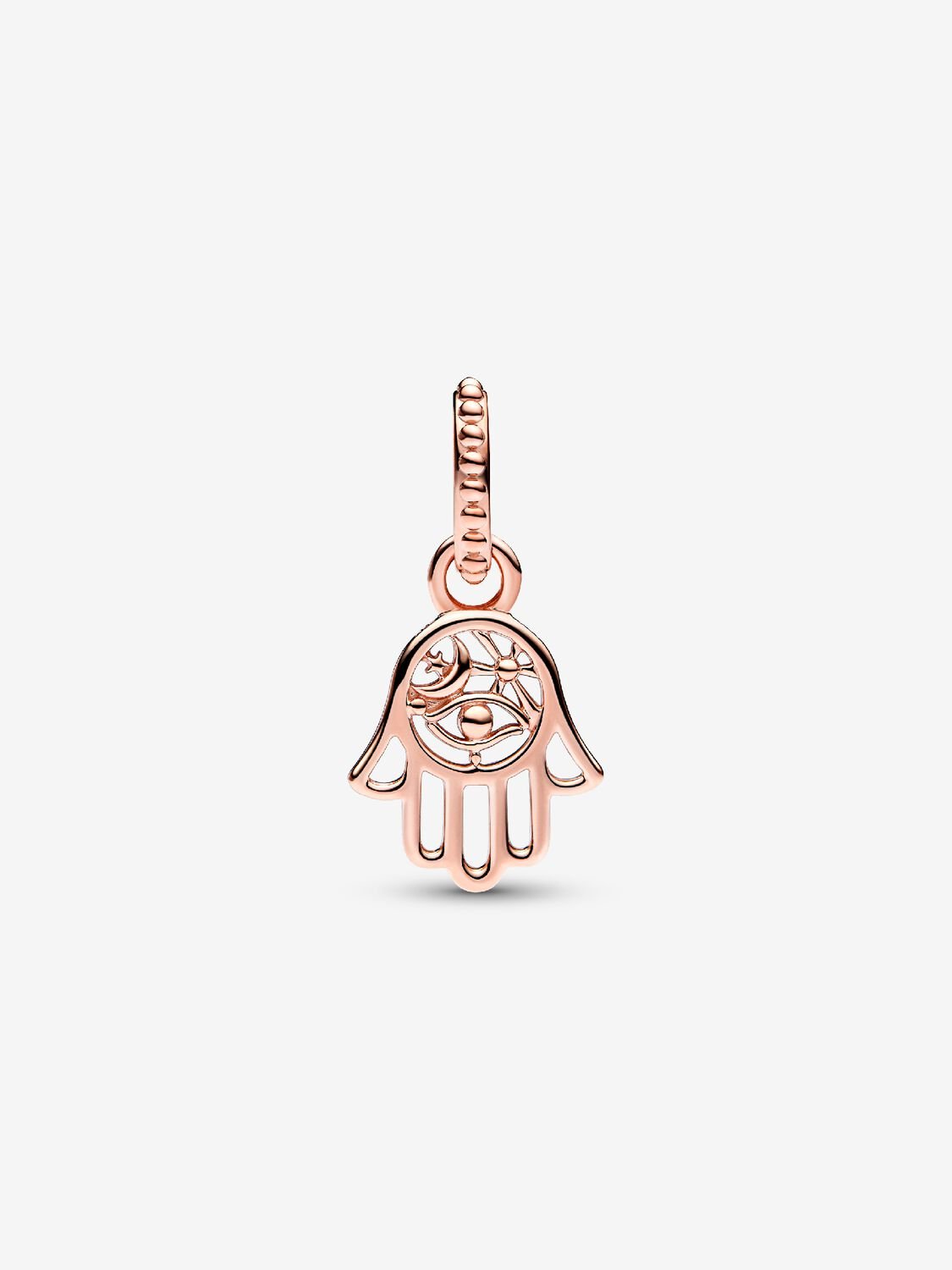 Rose Gold Protective Hamsa Hand Dangle Charm Hallmarked S925 Sterling Silver