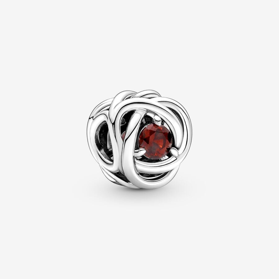 S925 Birthstone Eternity Circle Months Sterling Silver Charms Collection