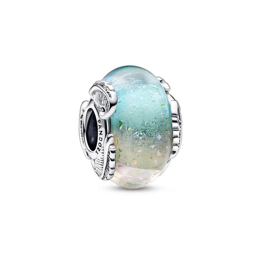 Multicolour Murano Glass & Curved Feather Charm Hallmarked S925 Sterling Silver