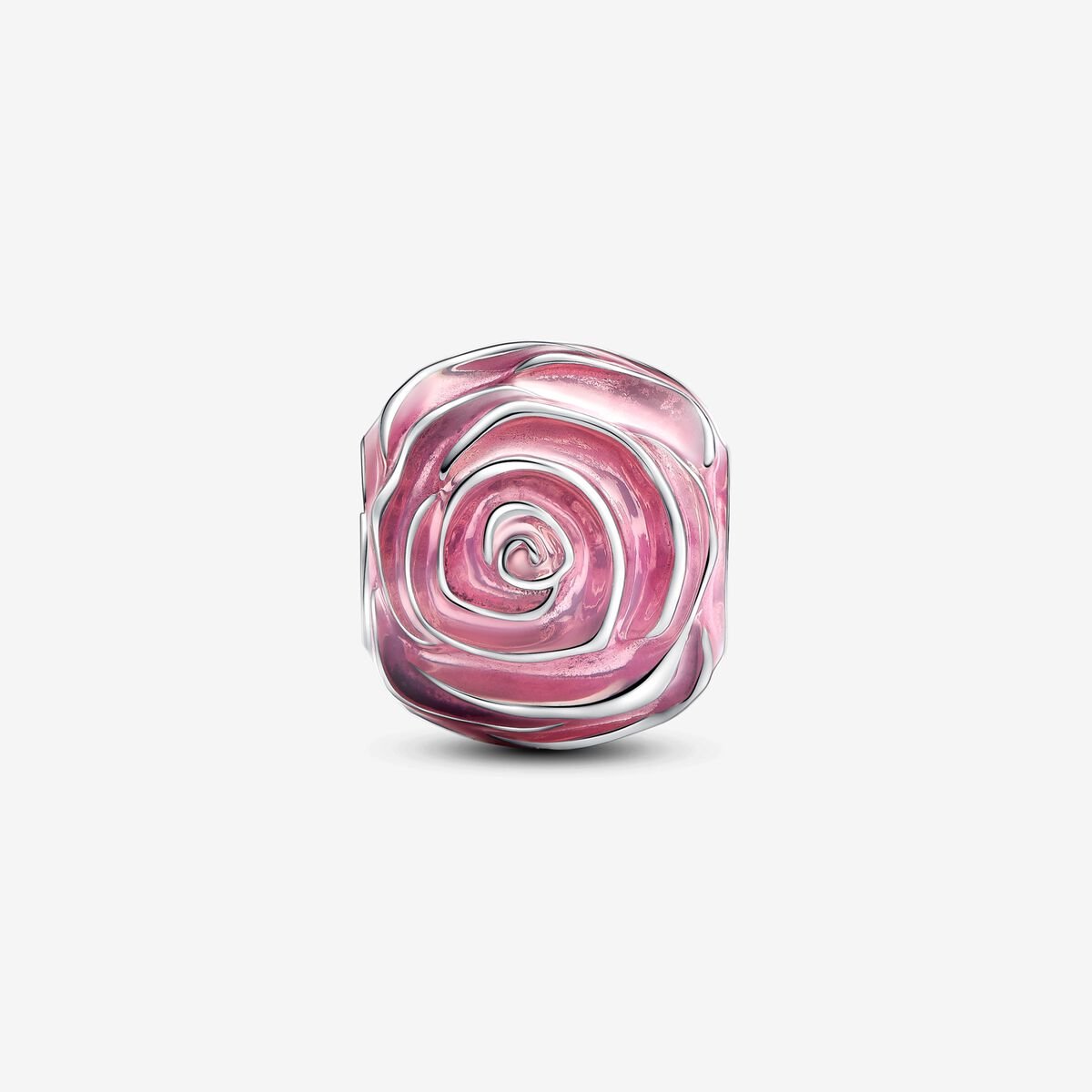 Pink Rose in Bloom Charm Hallmarked S925 Sterling Silver