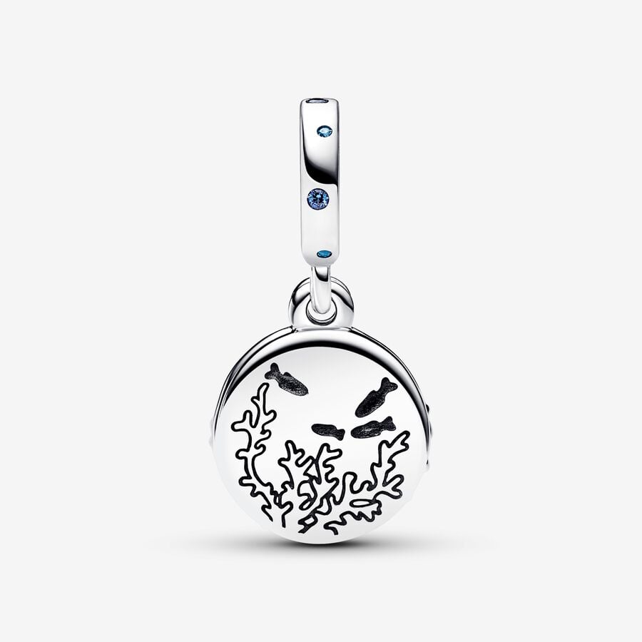 Australian Coral & Fish Double Dangle Charm Hallmarked S925 Sterling Silver