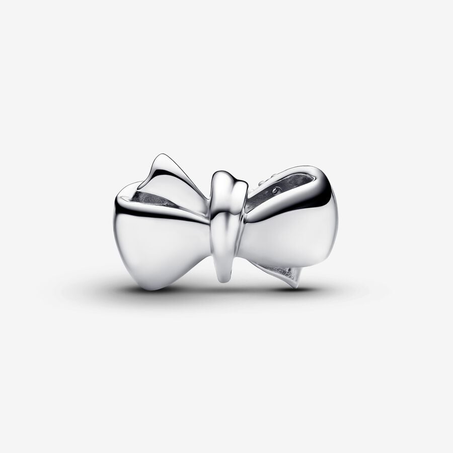 Sparkling Bow Charm Hallmarked S925 Sterling Silver