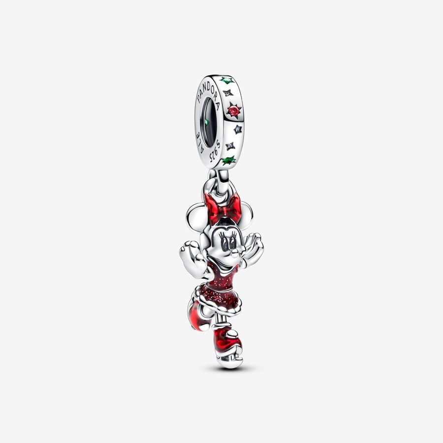 Disney Minnie Mouse Ice Skating Dangle Charm Hallmarked S925 Sterling Silver