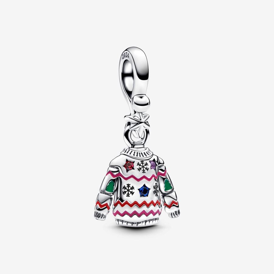 Christmas Sweater Dangle Charm Hallmarked S925 Sterling Silver