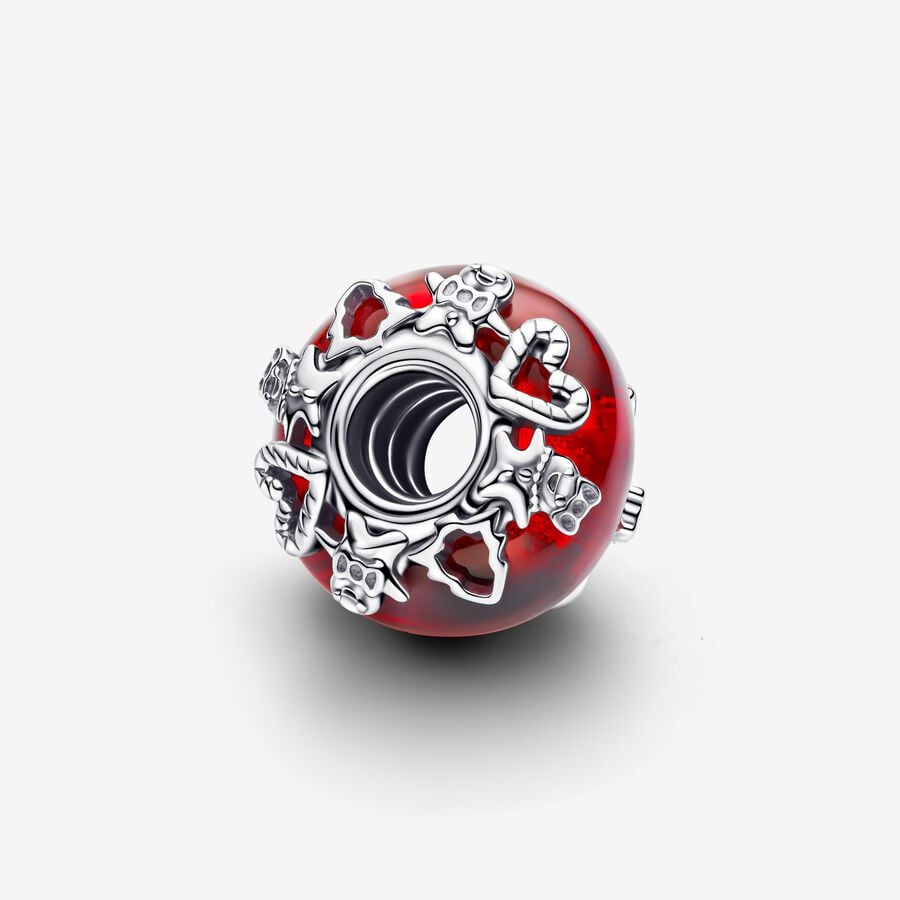 Red Magic Murano Glass Charm Hallmarked S925 Sterling Silver