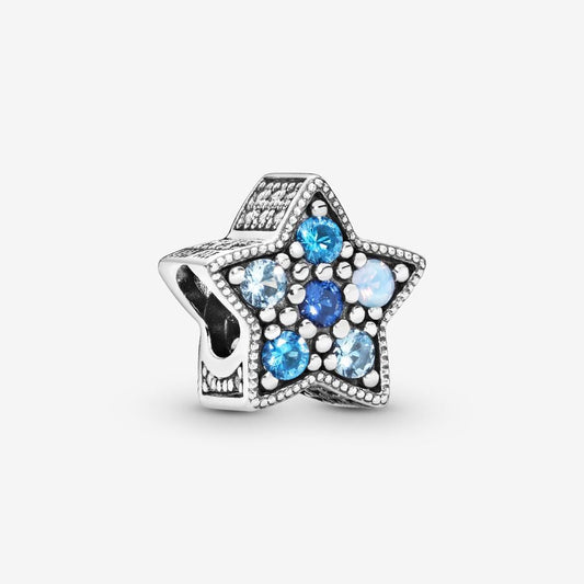 Bright Blue Star Charm Hallmarked S925 Sterling Silver