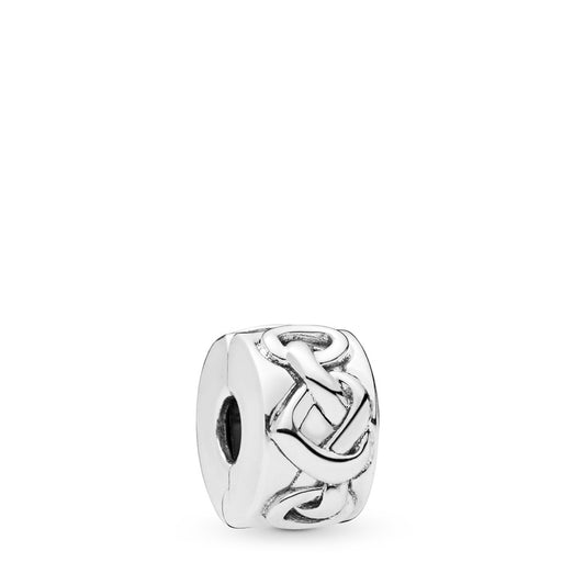 Knotted Hearts Clip Charm Hallmarked S925 Sterling Silver