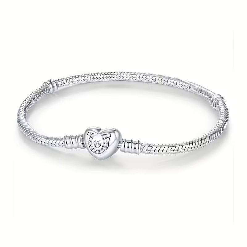 Horseshoe Heart Clasp Charm Bracelet