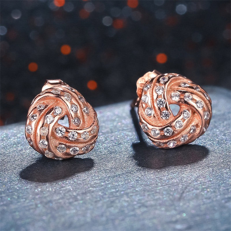 Love Knots Sterling Silver Rose gold stud Earrings