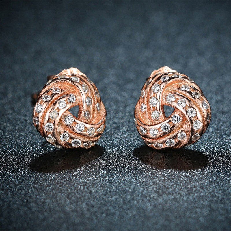 Love Knots Sterling Silver Rose gold stud Earrings