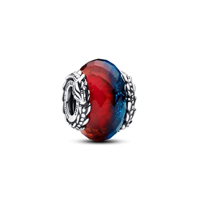 Game of Thrones Ice & Fire Dragons Dual Murano Glass Charm Hallmarked S925 Sterling Silver