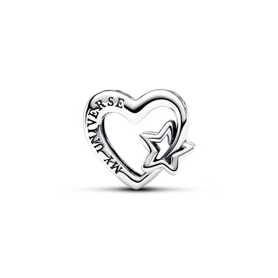 Openwork Family Heart & Star Charm Hallmarked S925 Sterling Silver