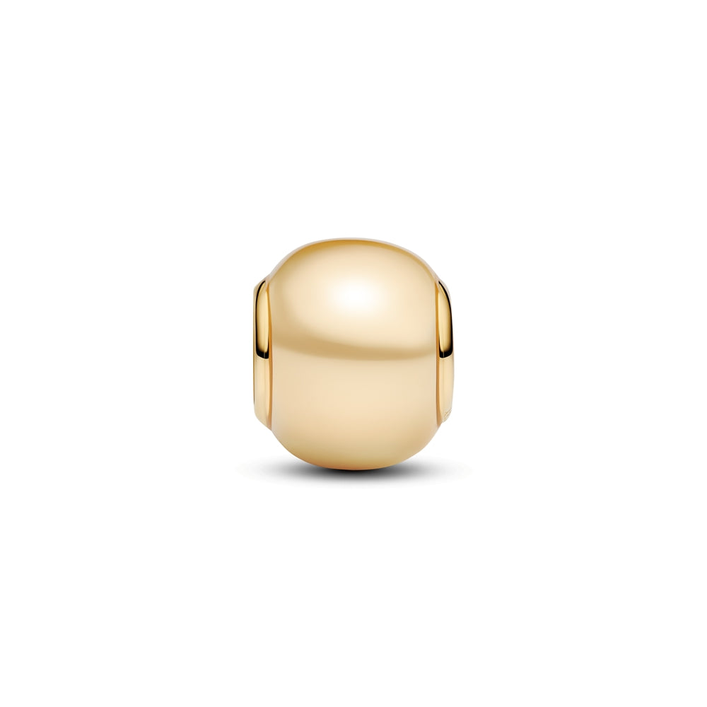 Gold Round Bead Charm Hallmarked S925 Sterling Silver