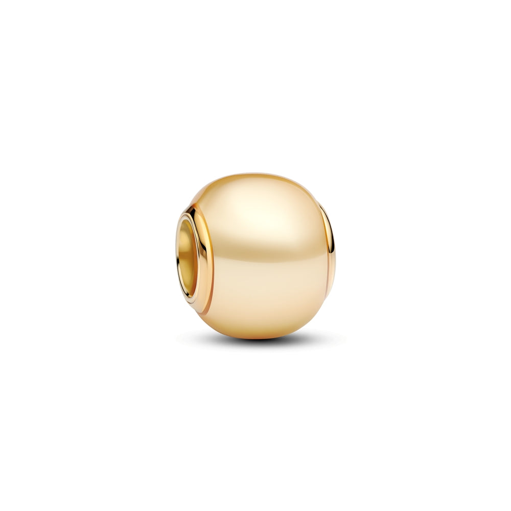 Gold Round Bead Charm Hallmarked S925 Sterling Silver