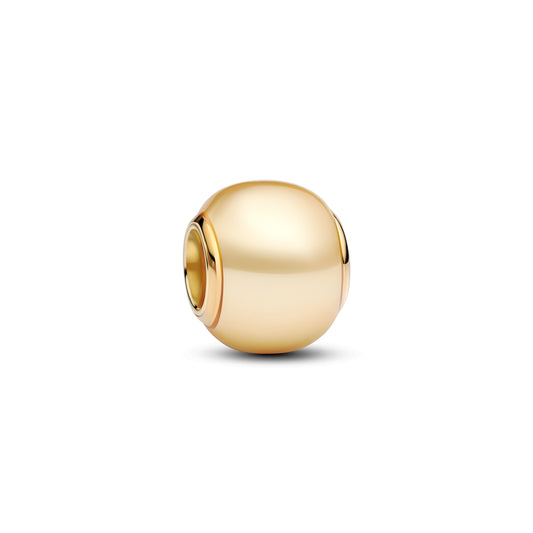 Gold Round Bead Charm Hallmarked S925 Sterling Silver