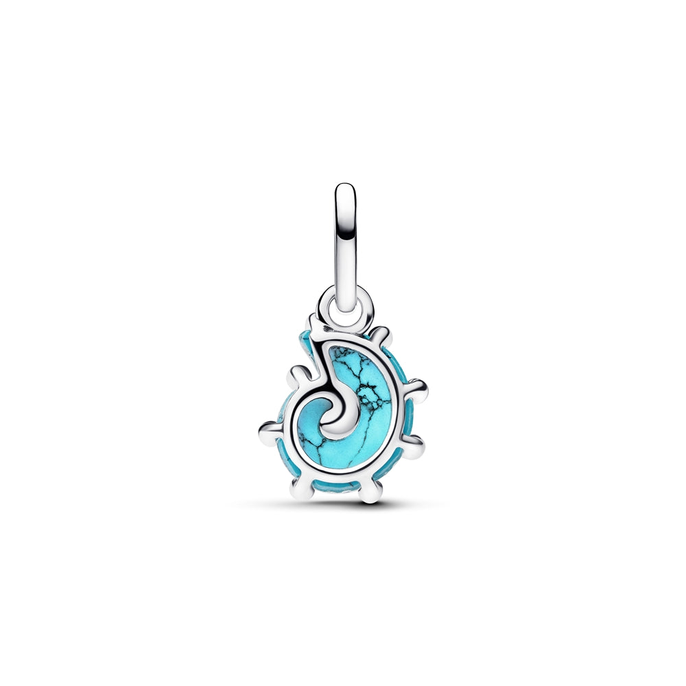 Blue Murano Glass Sea Snail Dangle Charm Hallmarked S925 Sterling Silver