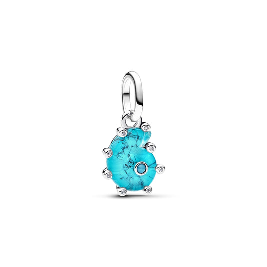 Blue Murano Glass Sea Snail Dangle Charm Hallmarked S925 Sterling Silver