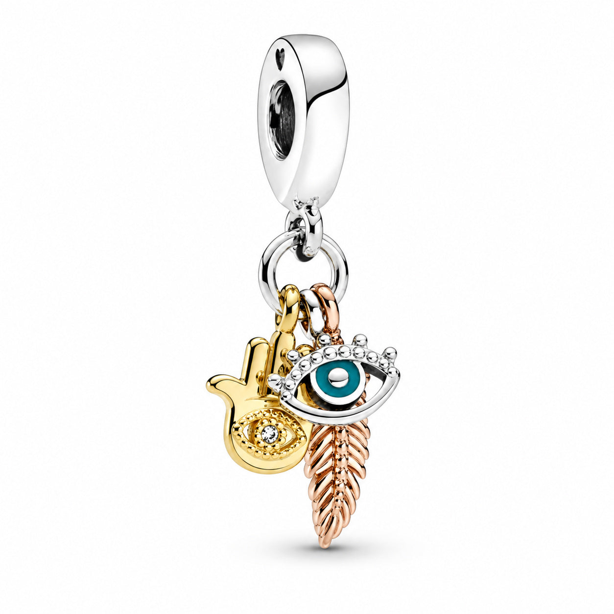 All seeing Eye & Feather S925 Sterling Silver Charm
