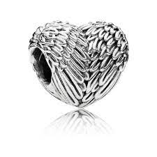 Angel Feather Heart Charm Hallmarked S925 Sterling Silver