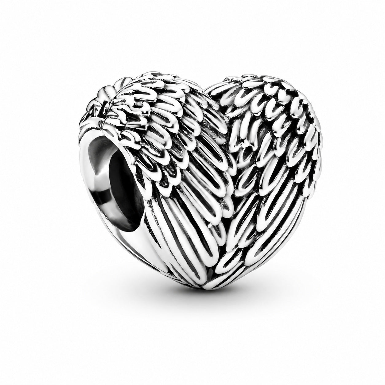 Angel Feather Heart Charm S925 Sterling Silver