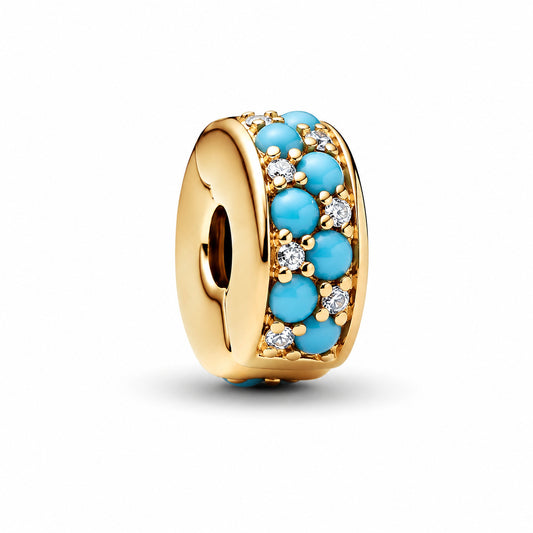 Aqua Blue Clip Charm S925 Sterling Silver