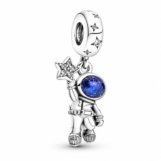 Astronaut In The Galaxy S925 Sterling Silver Dangle Charm