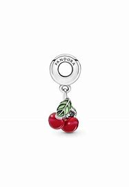 Asymmetrical Cherry Fruit Dangle Charm Hallmarked S925 Sterling Silver