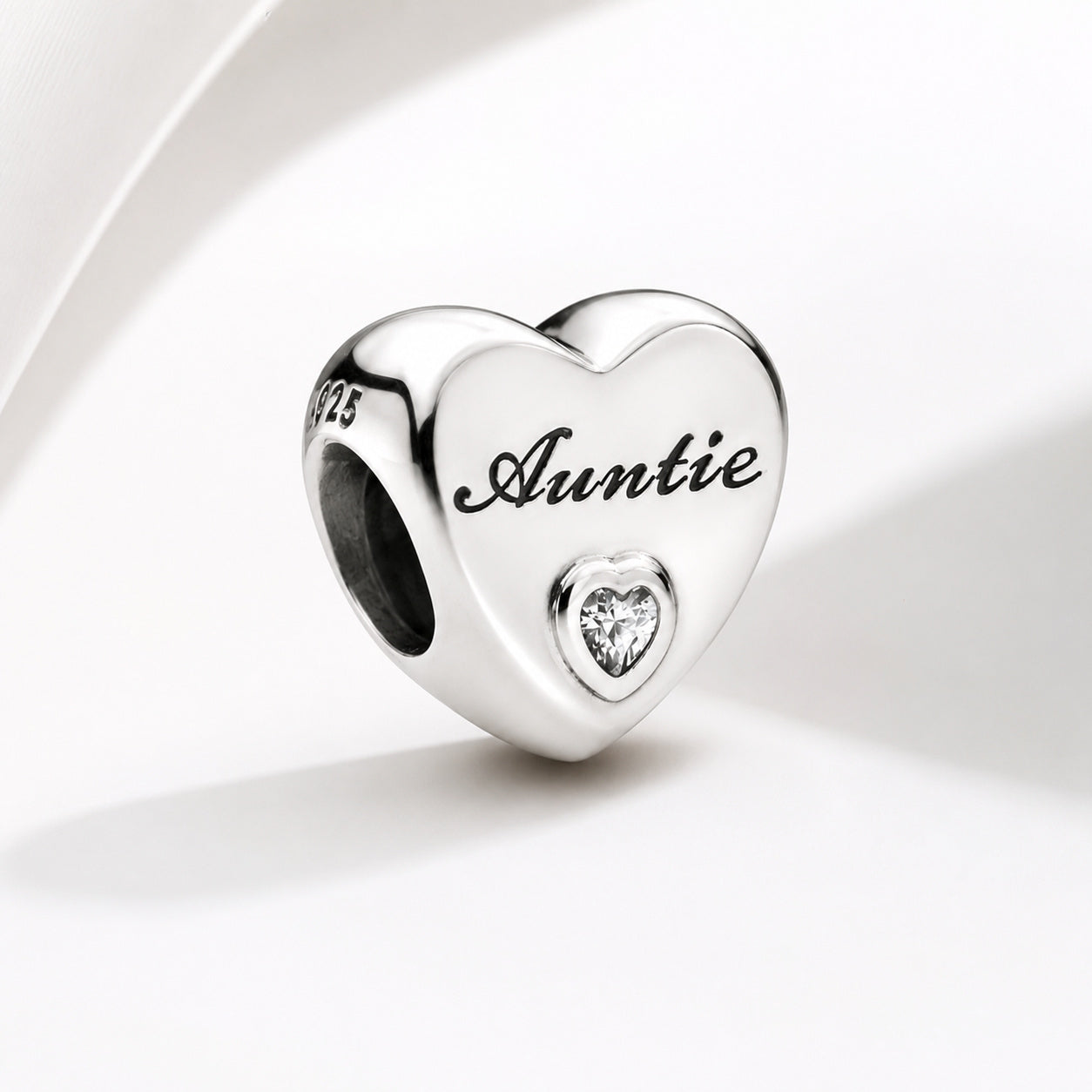 Auntie Heart Charm Hallmarked S925 Sterling Silver