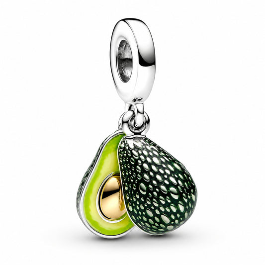 Avocado Double Dangle Charm Hallmarked S925 Sterling Silver