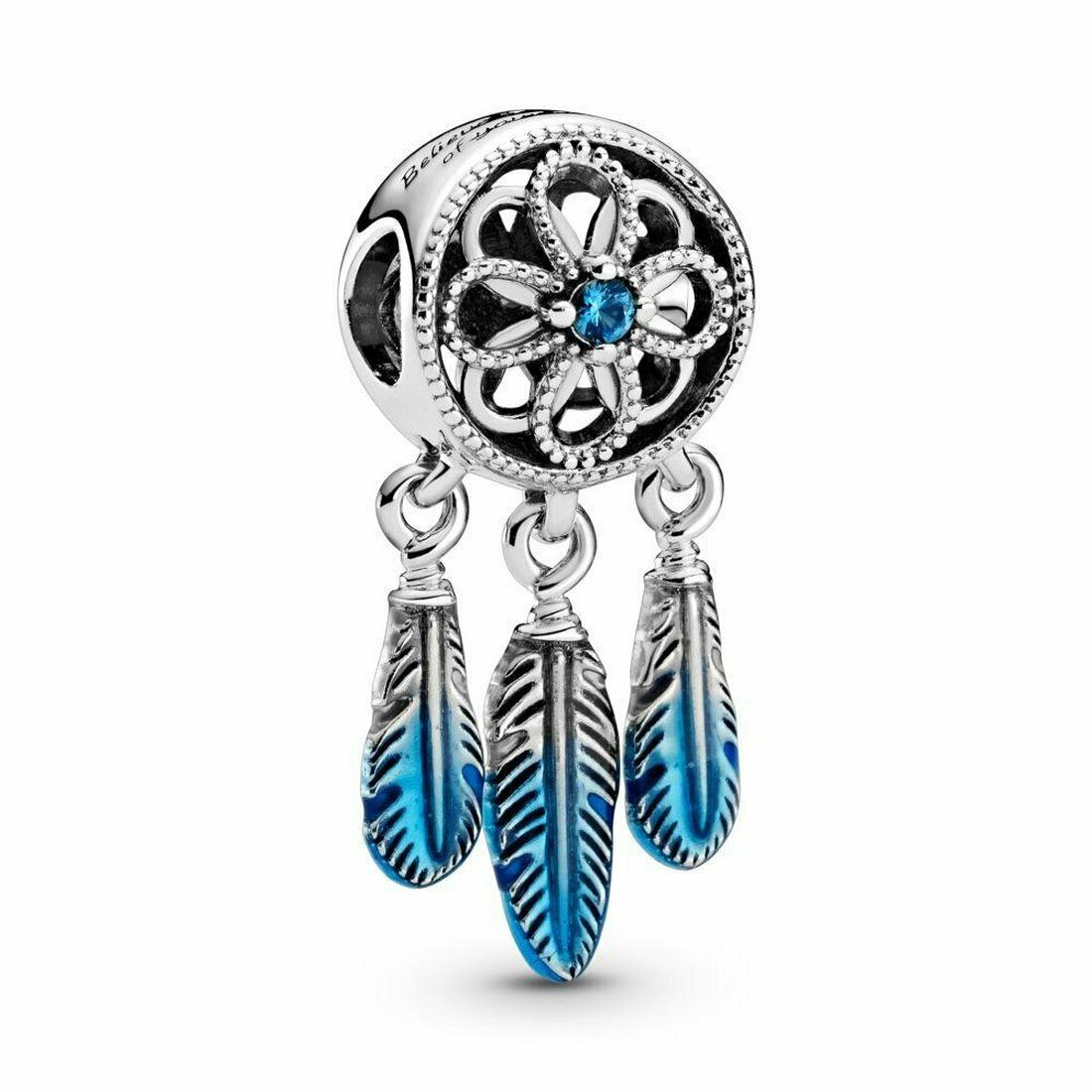 Blue Dreamcatcher Charm Hallmarked S925 Sterling Silver