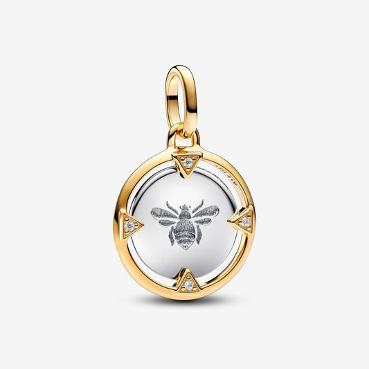 Bee Medallion Charm Hallmarked S925 Sterling Silver