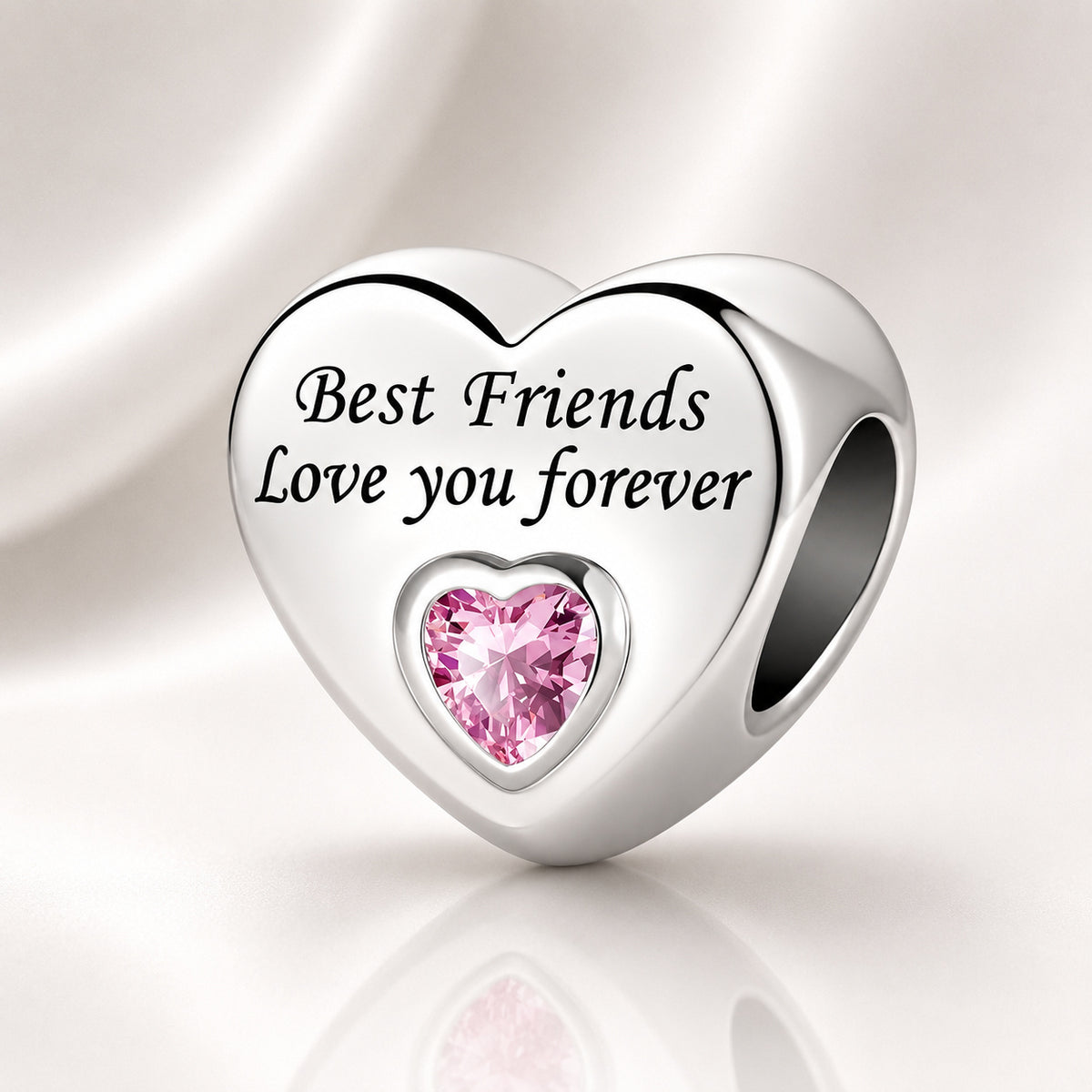 Family Love You Forever Hearts Bracelet Charm Hallmarked S925 Sterling Silver
