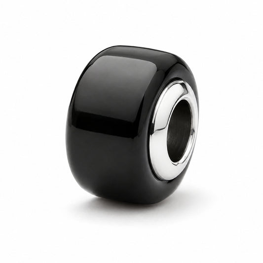 Black Mini Murano Glass Charm Hallmarked S925 Sterling Silver