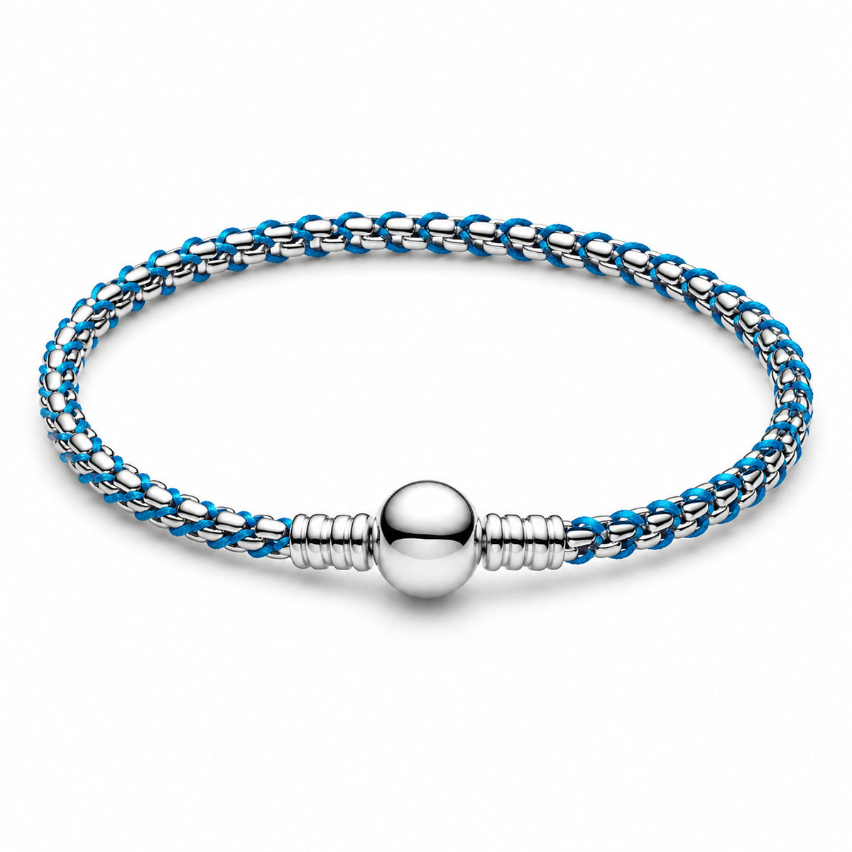 Blue Cord Box Chain Charm Bracelet