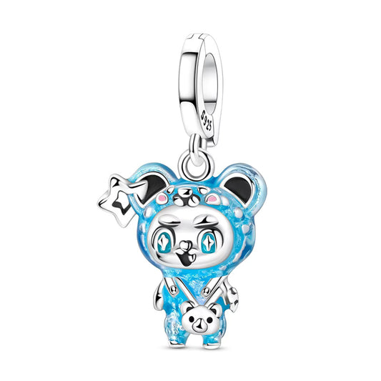 Blue Labubu Pendant Charm Hallmarked S925 Sterling Silver