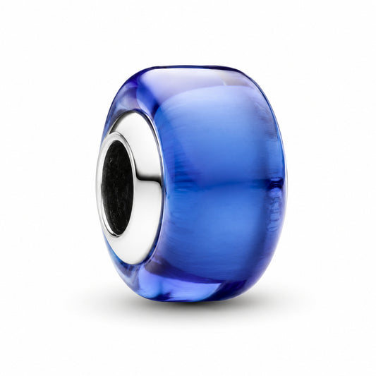 Blue Mini Murano Glass Charm Hallmarked S925 Sterling Silver