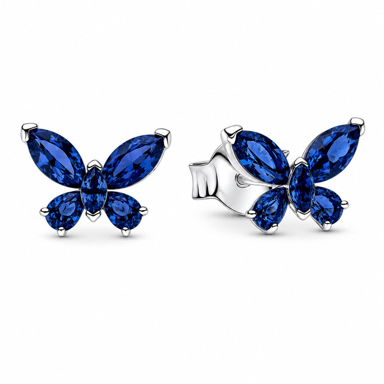 Blue Sparkling Butterfly Stud Earrings