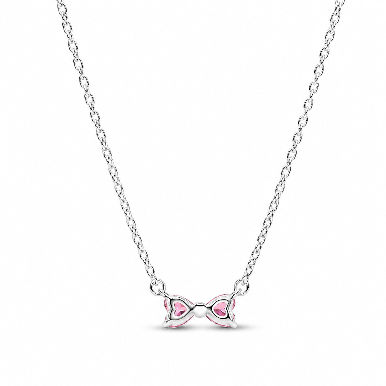 Pink Bow Necklace Pendant Hallmarked S925 Sterling Silver